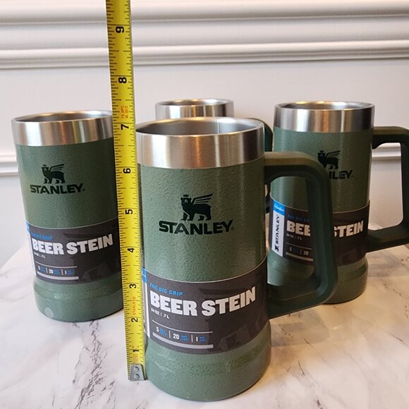 NIB SET OF FOUR Stanley Adventure Big Grip Beer Stein Hammertone Green 24 oz - Picture 7 of 9